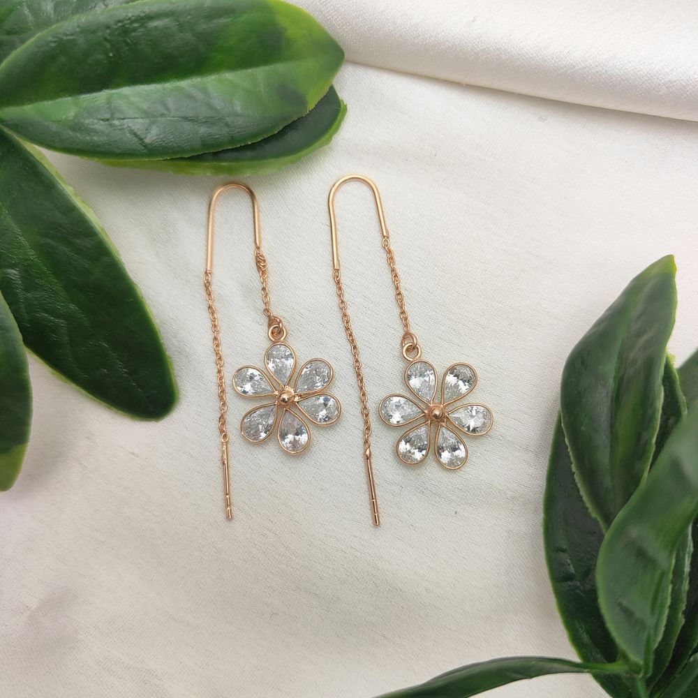 Clear CZ Pear Shaped Threader Earrings | Handmade Rose Gold over Sterling Silver Jewelry