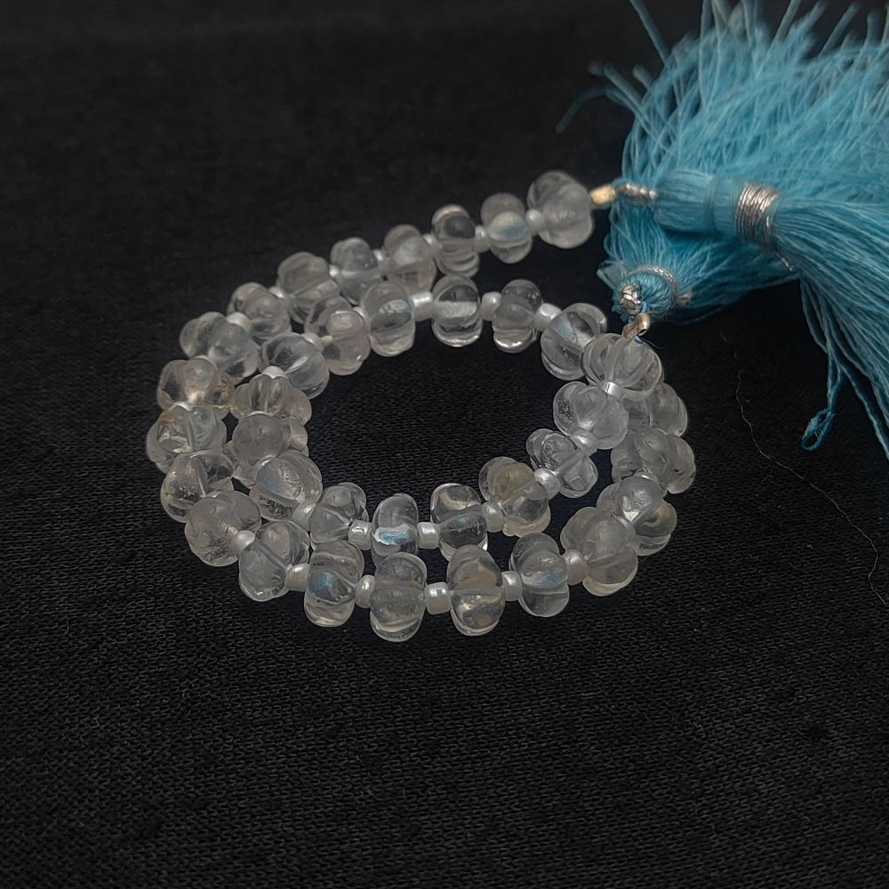 Carved Clear Quartz Pumpkin Beads – Natural Gemstones for Jewelry & Craft Projects