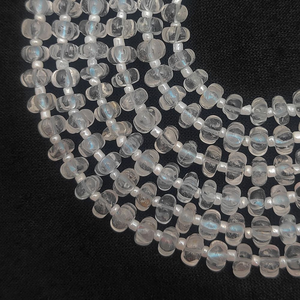 Pumpkin Cut Clear Quartz Beads – Carved Gemstones for Jewelry Designers