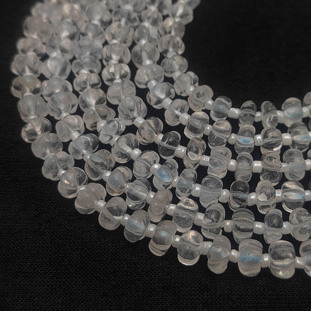 Clear Quartz Gemstone Beads – Pumpkin Shaped for Handmade Jewelry & Crafts