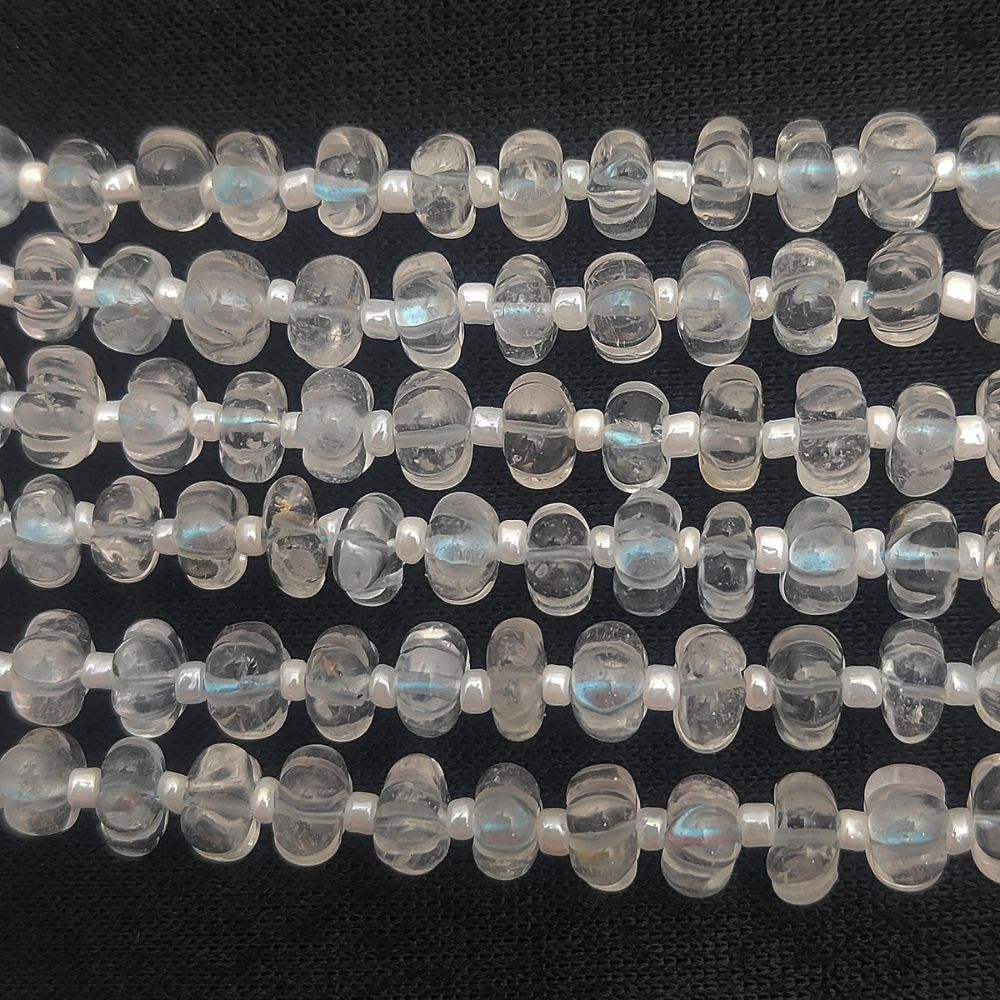 Loose Clear Quartz Pumpkin Beads – Hand-Carved Gemstones for Jewelry Making