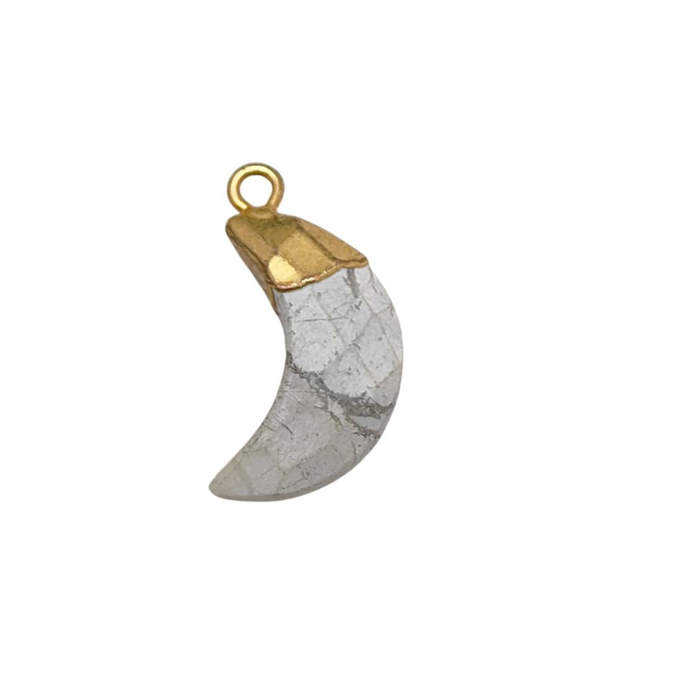 Gold Cap Crescent Howlite Pendant – Gemstone Charm for DIY Earrings & Bracelet Jewelry