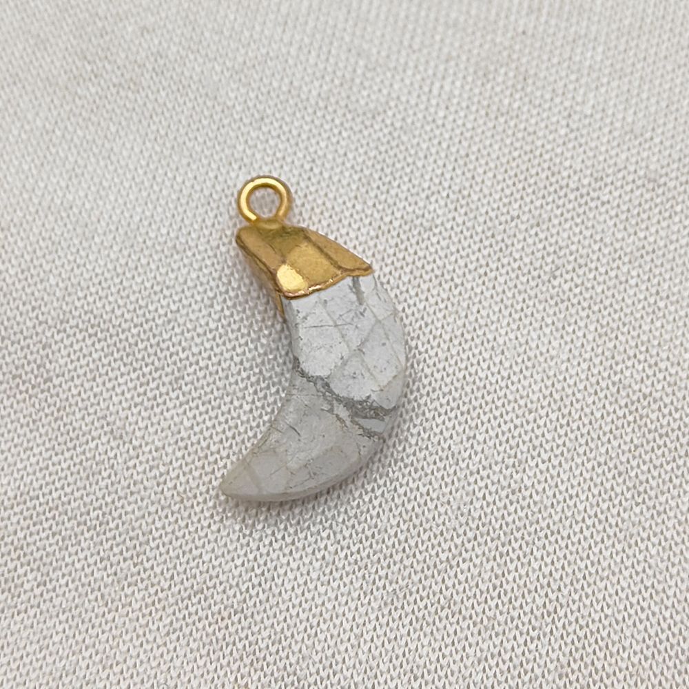 Crescent Howlite Pendant Gold/Silver Cap Gemstone Charm for DIY Earrings & Bracelets Making Supplies