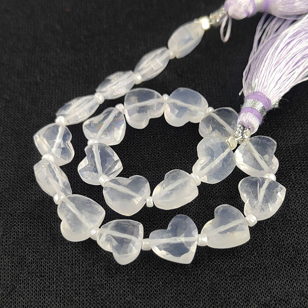 Crystal Clear Ice Quartz Faceted Heart Beads