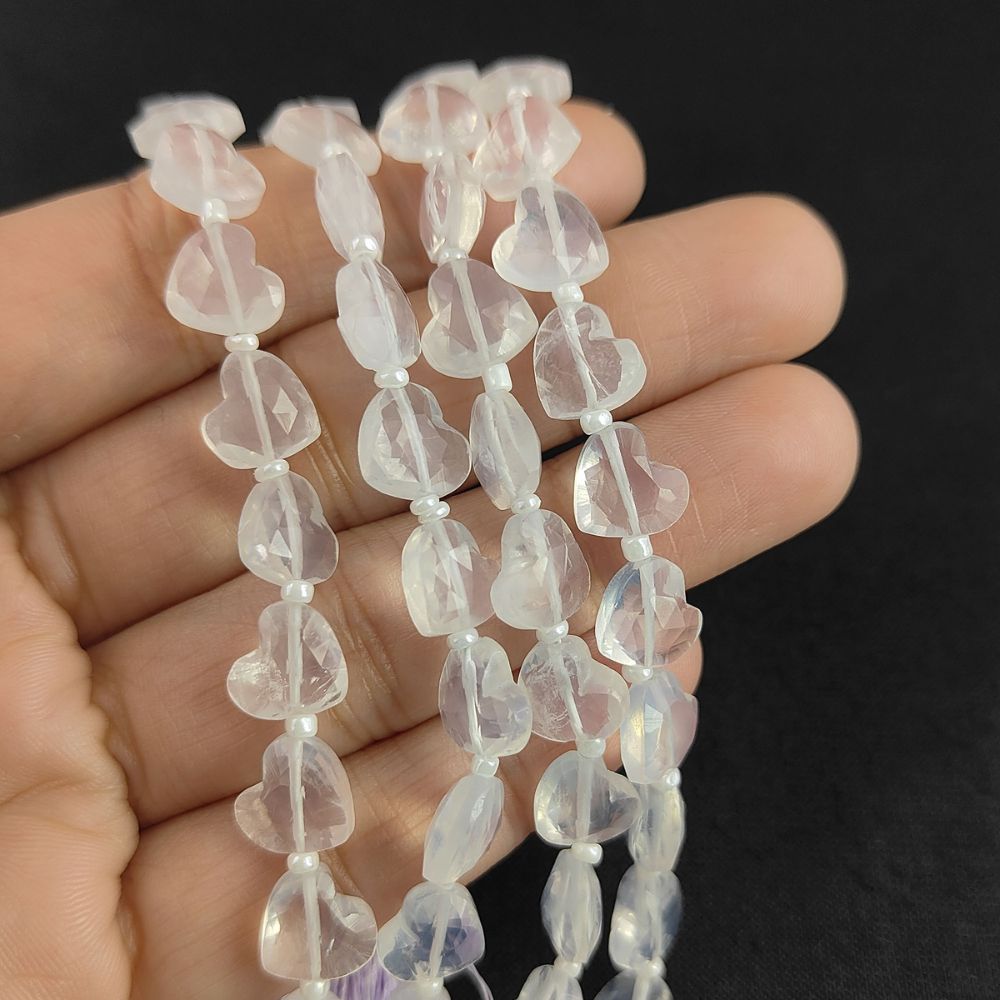 Crystal Clear Ice Quartz Faceted Heart Shape Gemstone Beads Elegant & Unique Jewelry Supplies