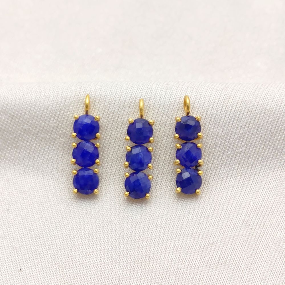 Gold plated sapphire pendant with round faceted gemstones