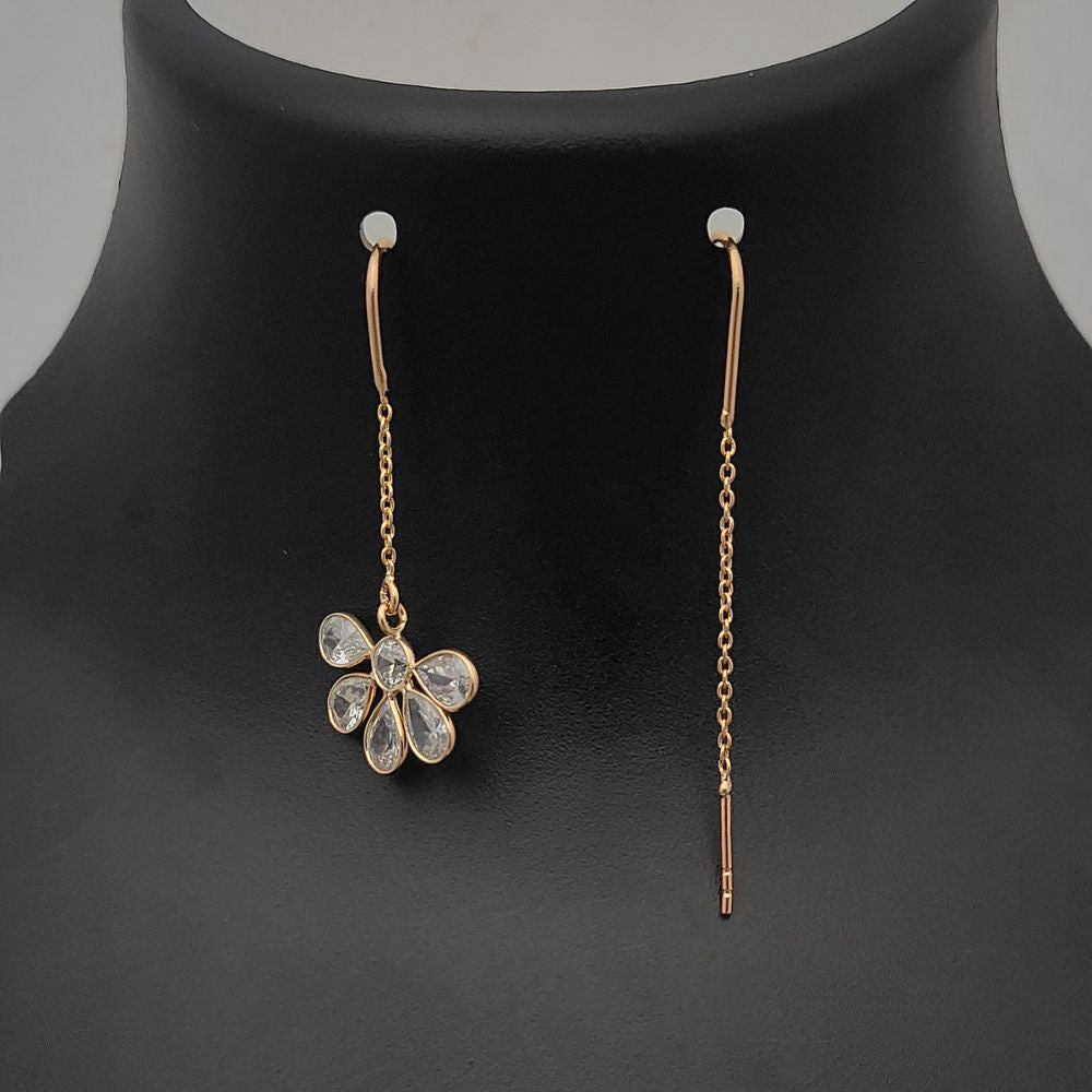 Rose Gold Plated Threader Earrings Dainty Pear Cut CZ Drop Handmade Sterling Silver Earrings Gift