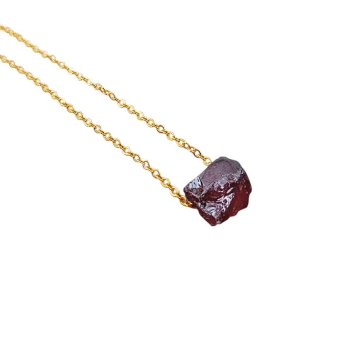 Dainty Garnet Necklace – Gold Plated Adjustable Chain