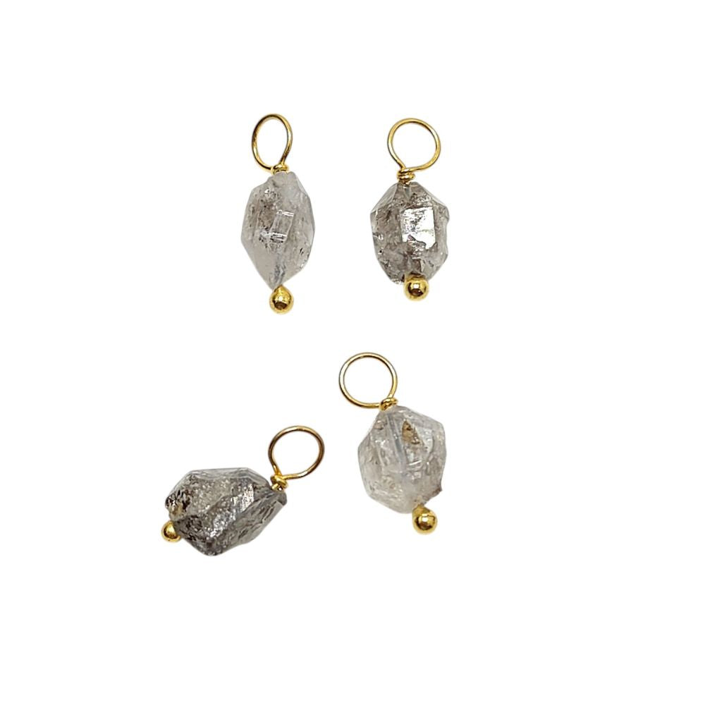 Handmade Herkimer diamond pendant wrapped in gold-plated sterling silver – perfect for dainty jewelry lovers