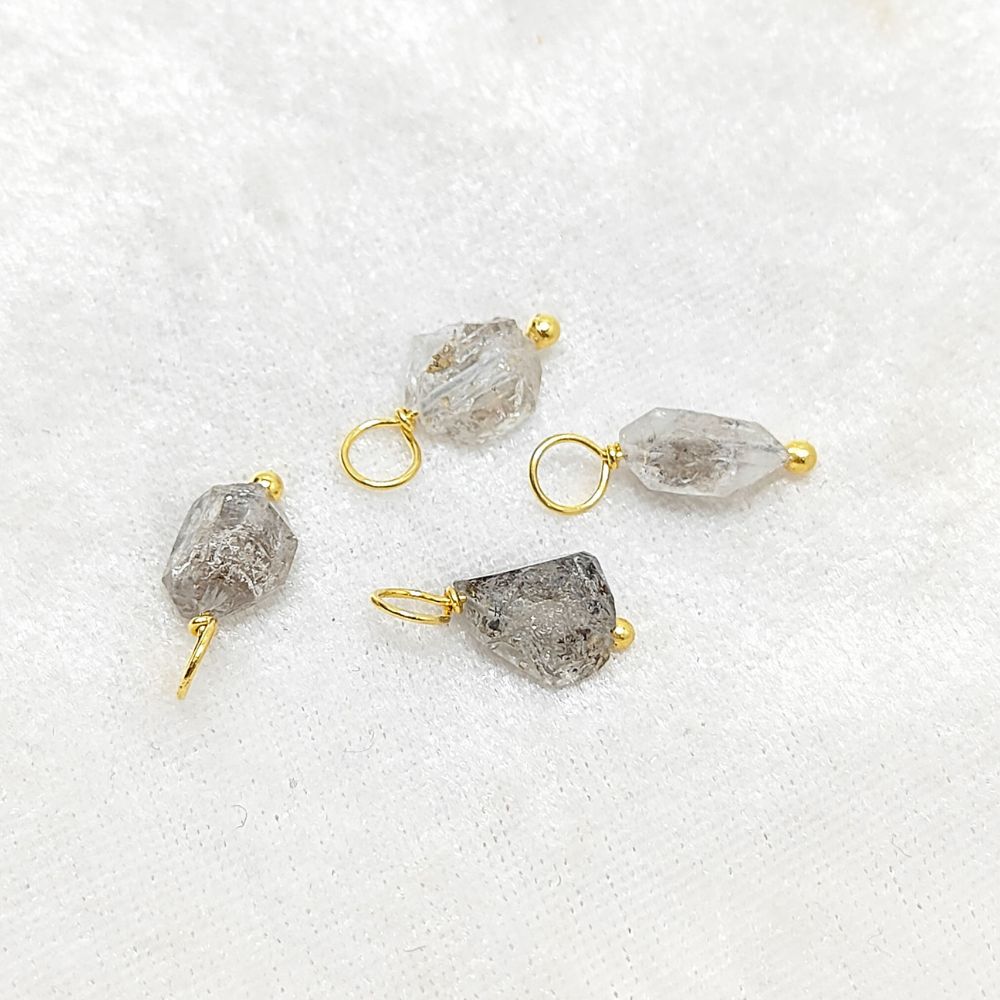 Natural Herkimer diamond pendant with elegant wire wrapping – ideal for custom jewelry designs