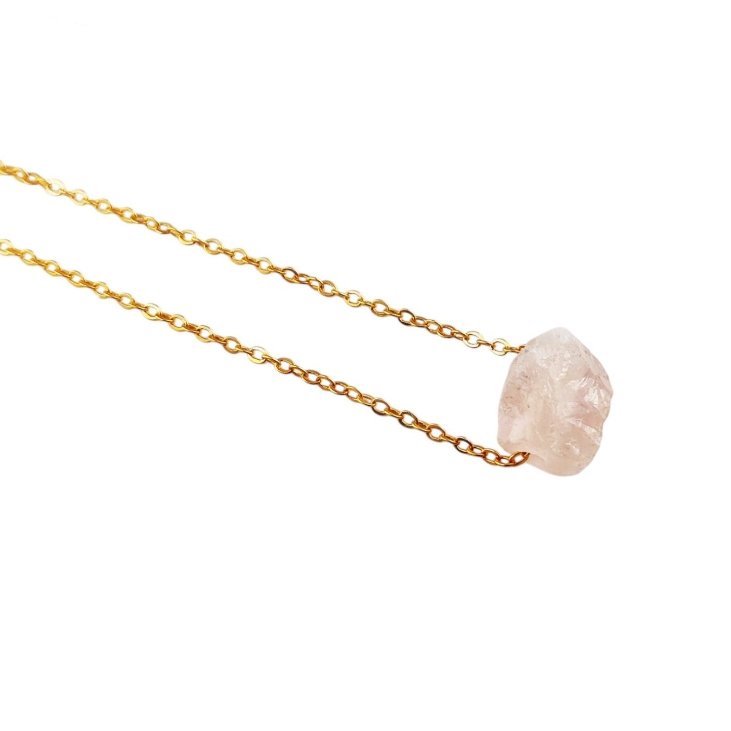 Multi Raw Gemstone Necklace with Gold Plated Adjustable Chain
