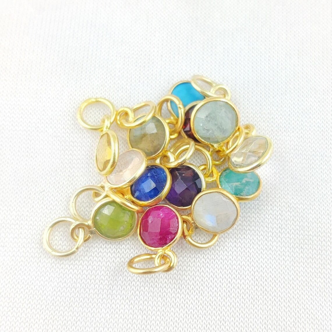Crystal Quartz Necklace Charm Handmade 6mm Faceted Gemstone Bezel Pendant in Gold Vermeil & 925 Sterling Silver- Selling Per Piece