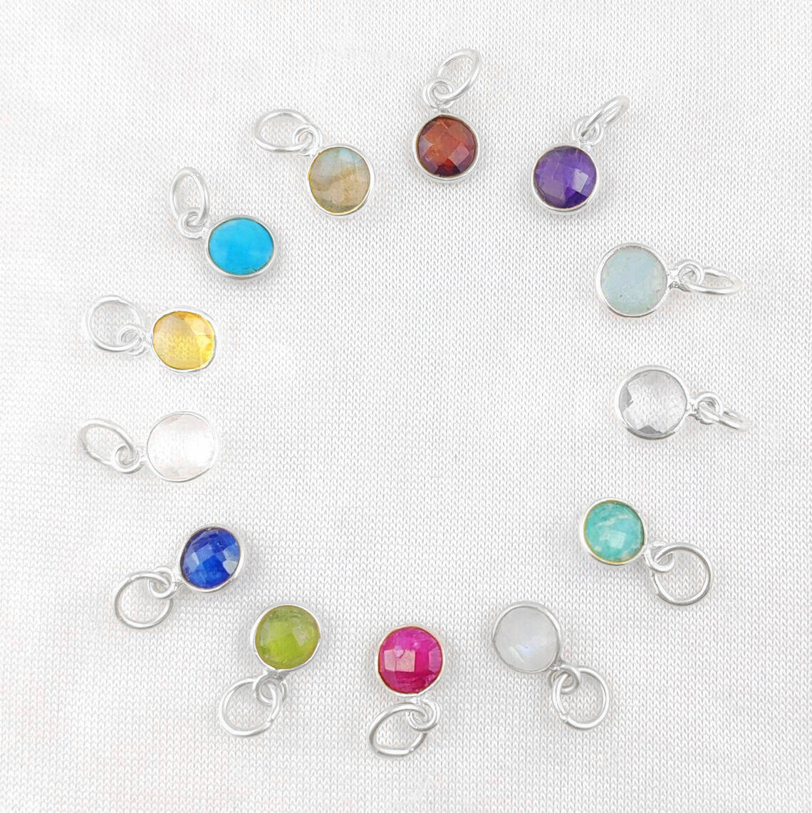 May Birthstone Emerald Pendant Handmade 6mm Faceted Gemstone Bezel Charm in Gold Vermeil & Sterling Silver- Selling Per Piece