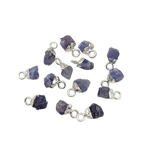 December Birthstone Tanzanite Pendant Raw Crystal with Silver Electroplated Cap for Minimalist Jewelry- Selling Per Piece