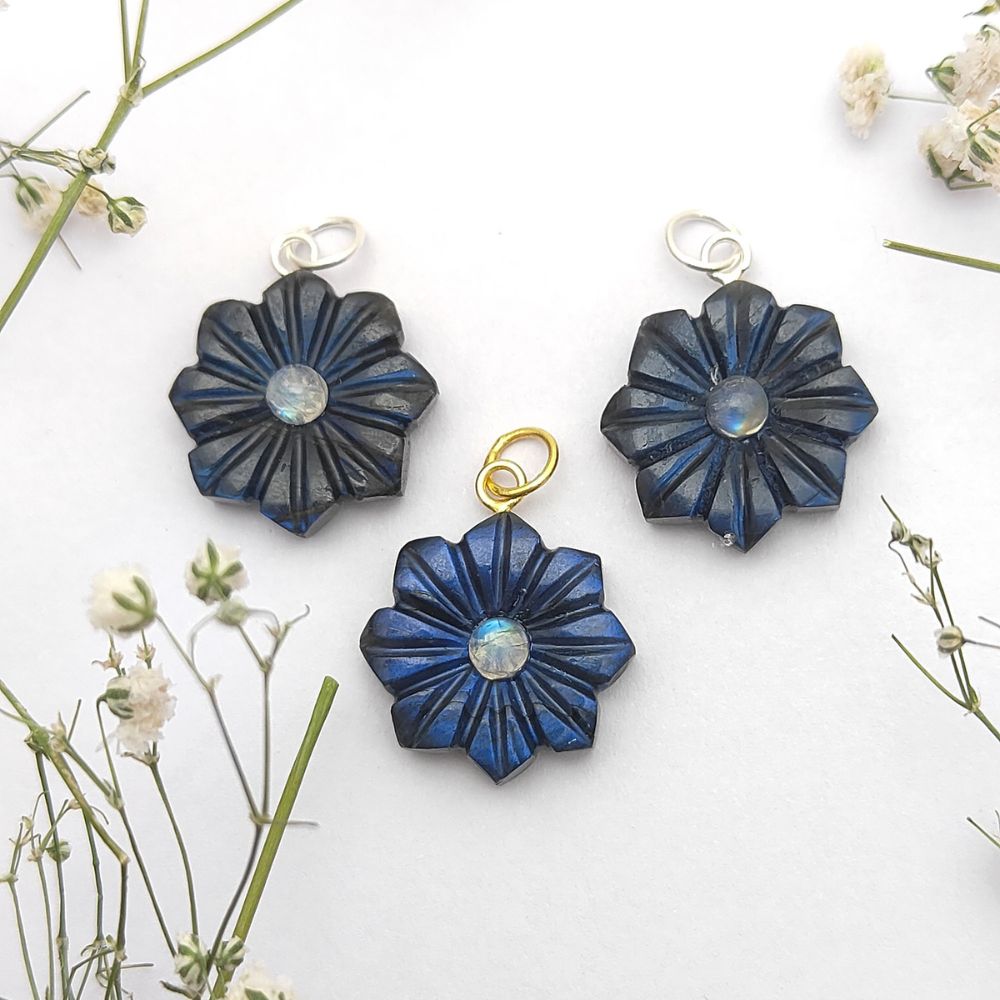 December Birthstone Blue Fire Labradorite Jewelry Charm Handcrafted Gemstone Pendant- Selling Per Piece