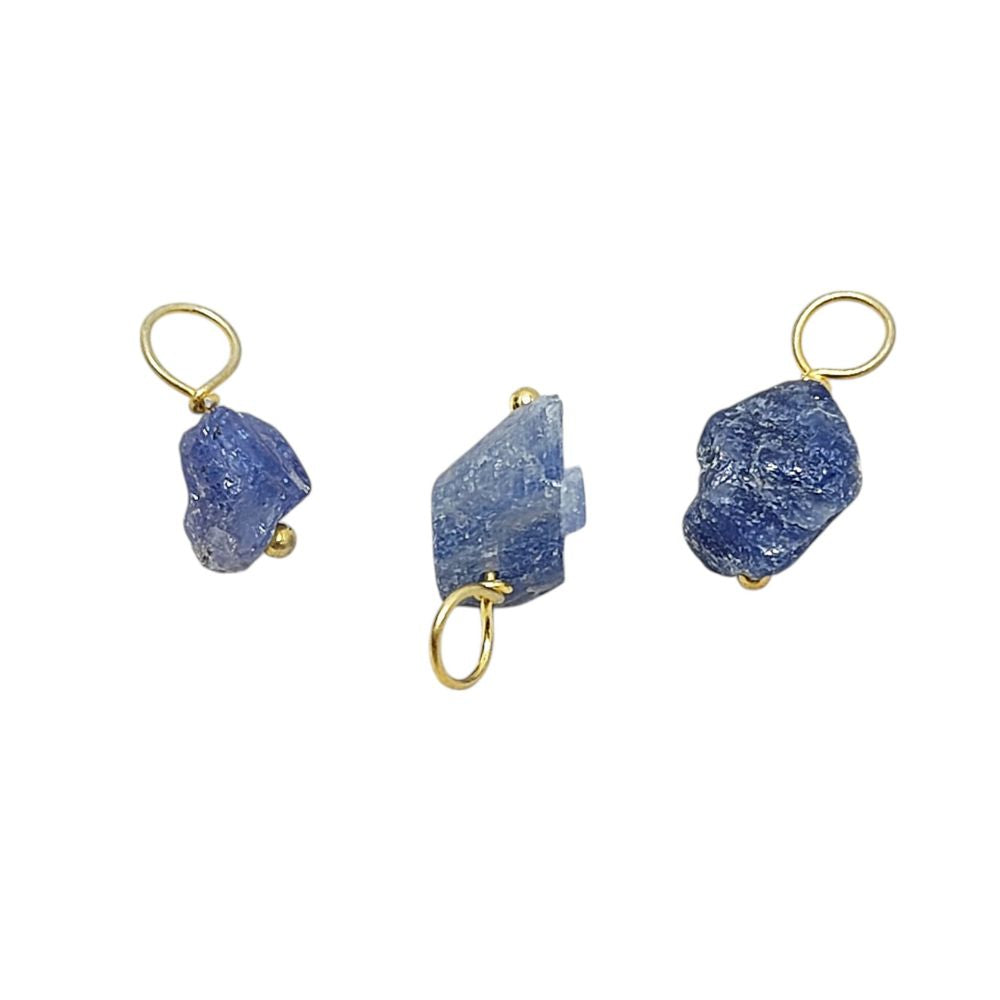 Handmade Blue Tanzanite Pendant – Gold-Plated Silver Wire Wrapped December Birthstone Charm for Necklaces