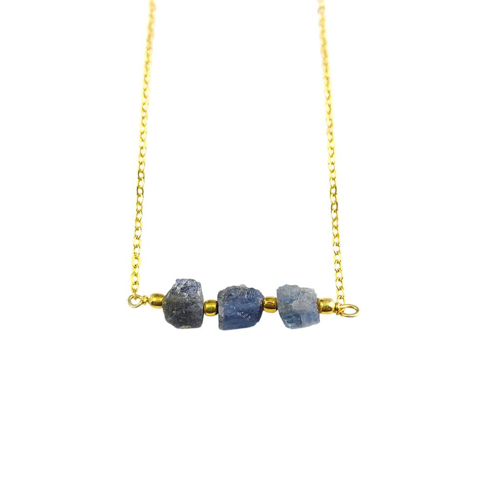 Handmade Triple Stone Raw Tanzanite Necklace – December Birthstone Jewelry