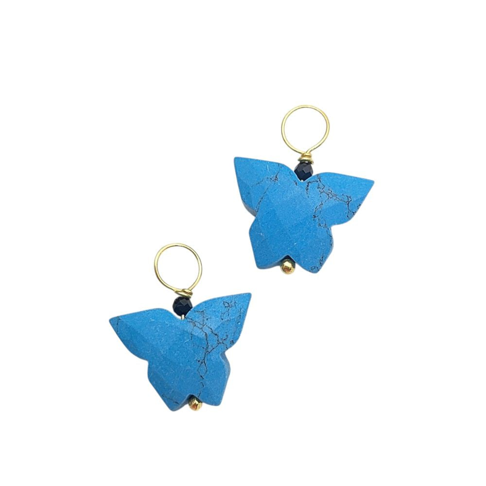 Faceted Multi-Gemstone Butterfly Pendant Gold Plated Wire Wrapped Charm for Jewelry Making- Selling Per Piece