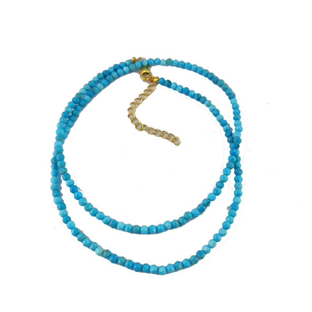 Handmade Turquoise Beaded Choker Necklace – December Birthstone Jewelry