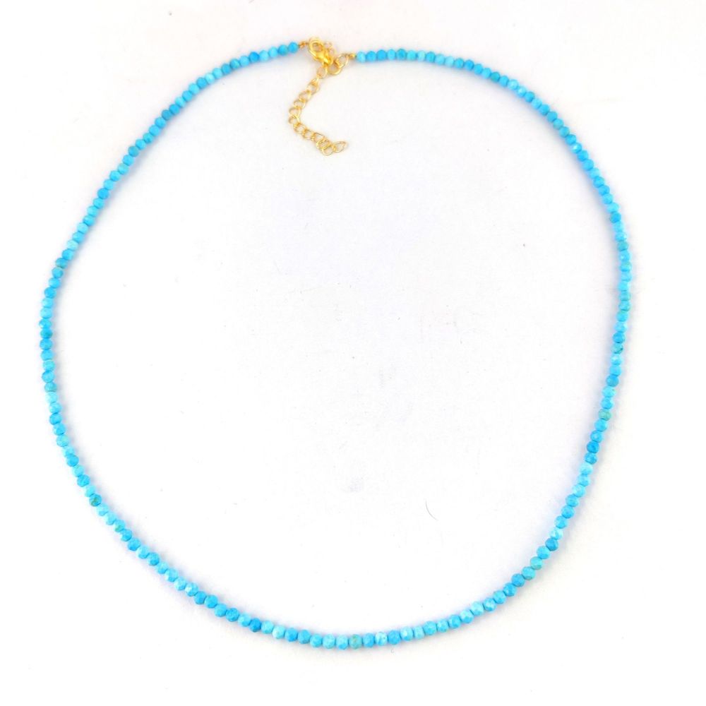 Gold Plated Sterling Silver Gemstone Necklace Handmade Multi-Stone Faceted Beaded Boho Chic Statement Jewelry with Adjustable 18+2 Inch Chain-Selling/Piece