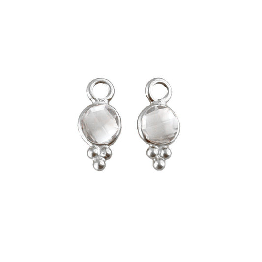 Natural 4mm Round Clear Quartz Charm Pendant for DIY Jewelry Making