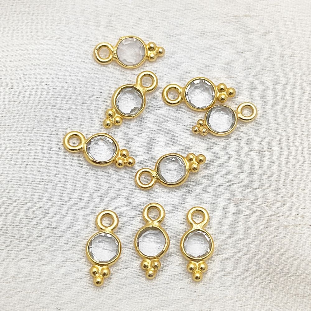 Delicate Clear Quartz Charm 4mm Gold Vermeil Gemstone Pendant