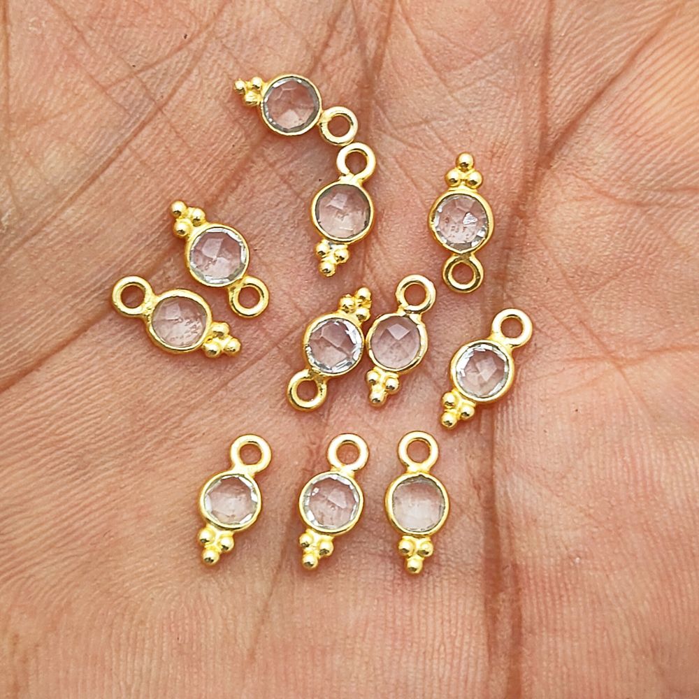 Delicate Clear Quartz Charm 4mm Gold Vermeil Gemstone Pendant