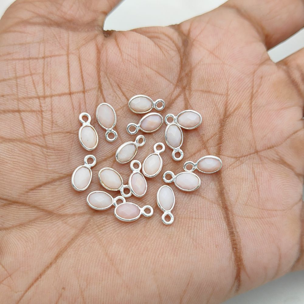 Sterling Silver Pink Opal Charm Necklace