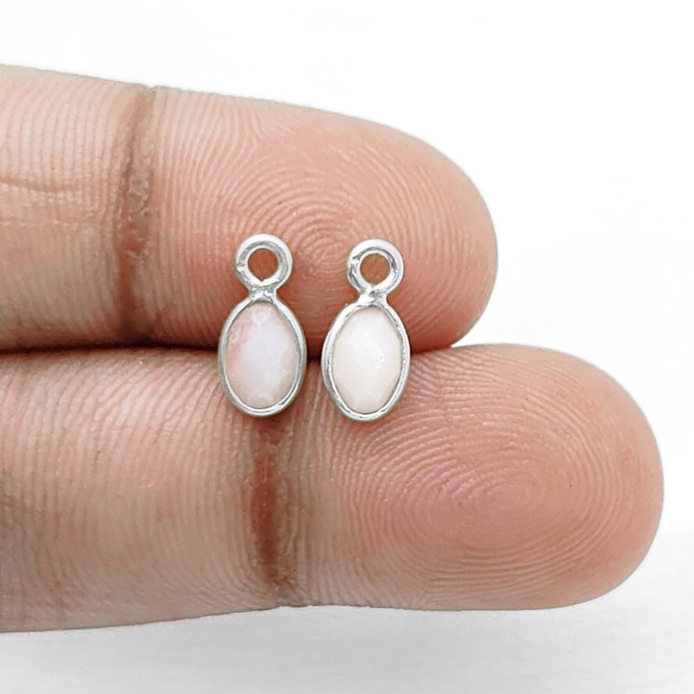 Oval Pink Opal Charm Necklace in Sterling Silver