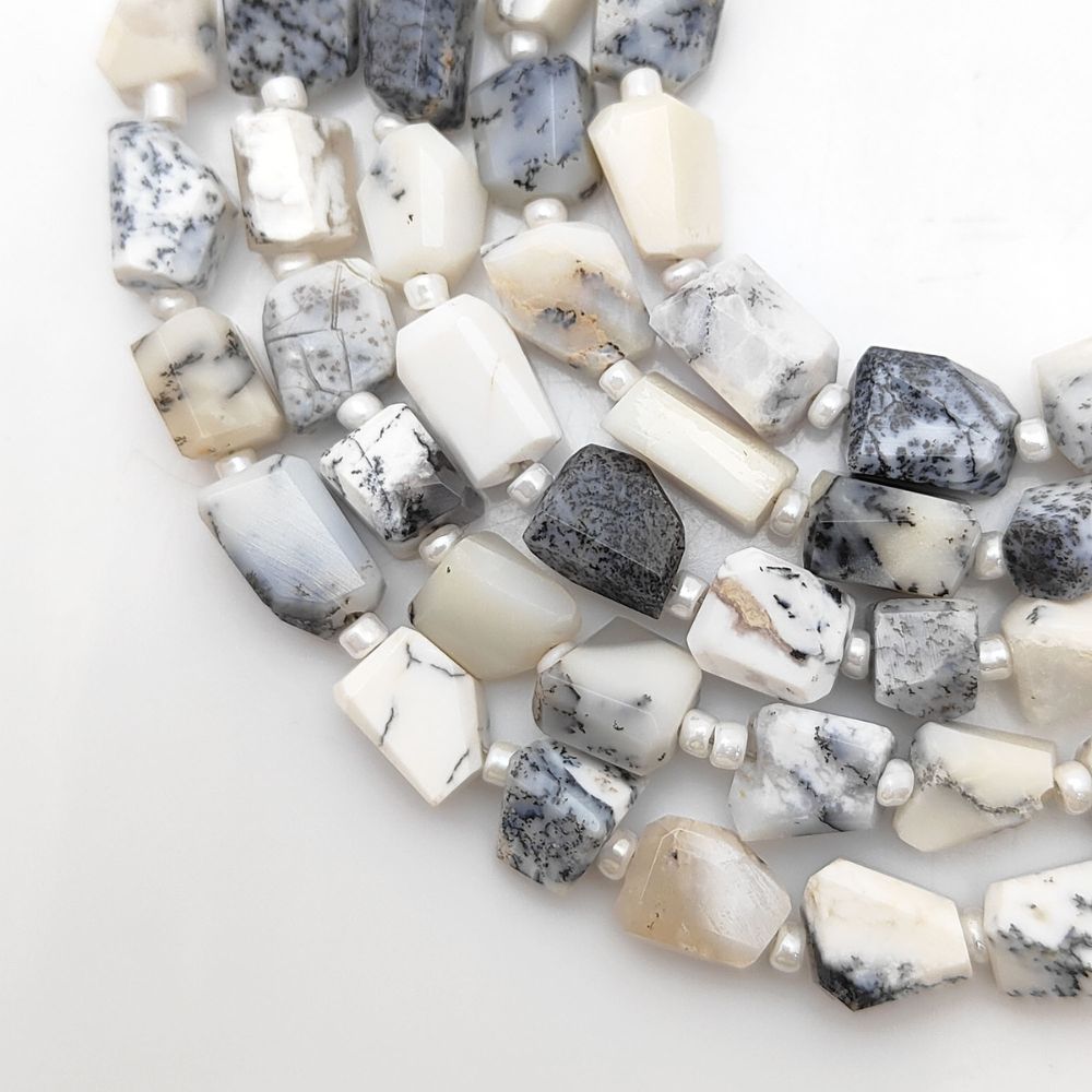 Dendrite Opal Loose Beads 5-12mm Faceted Nugget Gemstones for Unique Handmade Creations