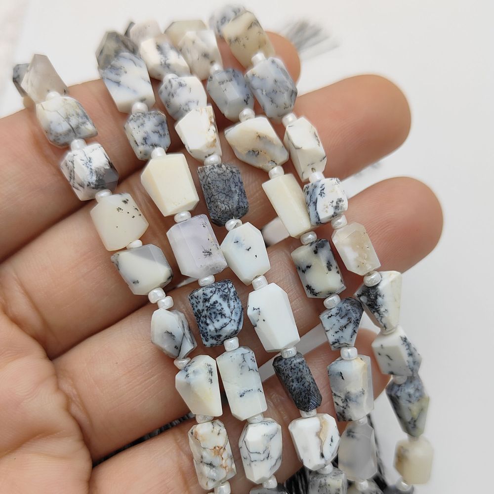 Dendrite Opal Loose Beads 5-12mm Faceted Nugget Gemstones for Unique Handmade Creations