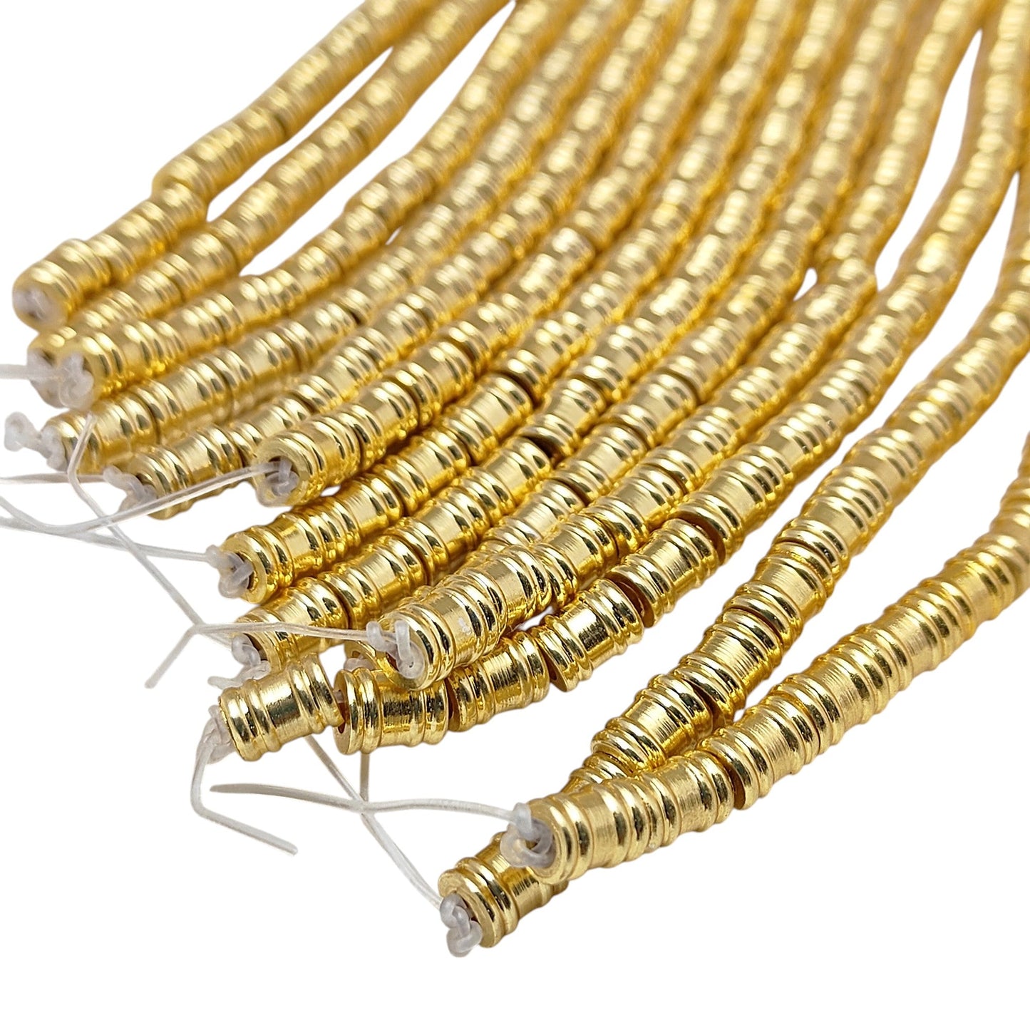 Gold plated drum style spacer beads made of brass for jewelry making