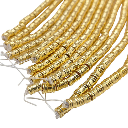 Gold plated drum style spacer beads made of brass for jewelry making
