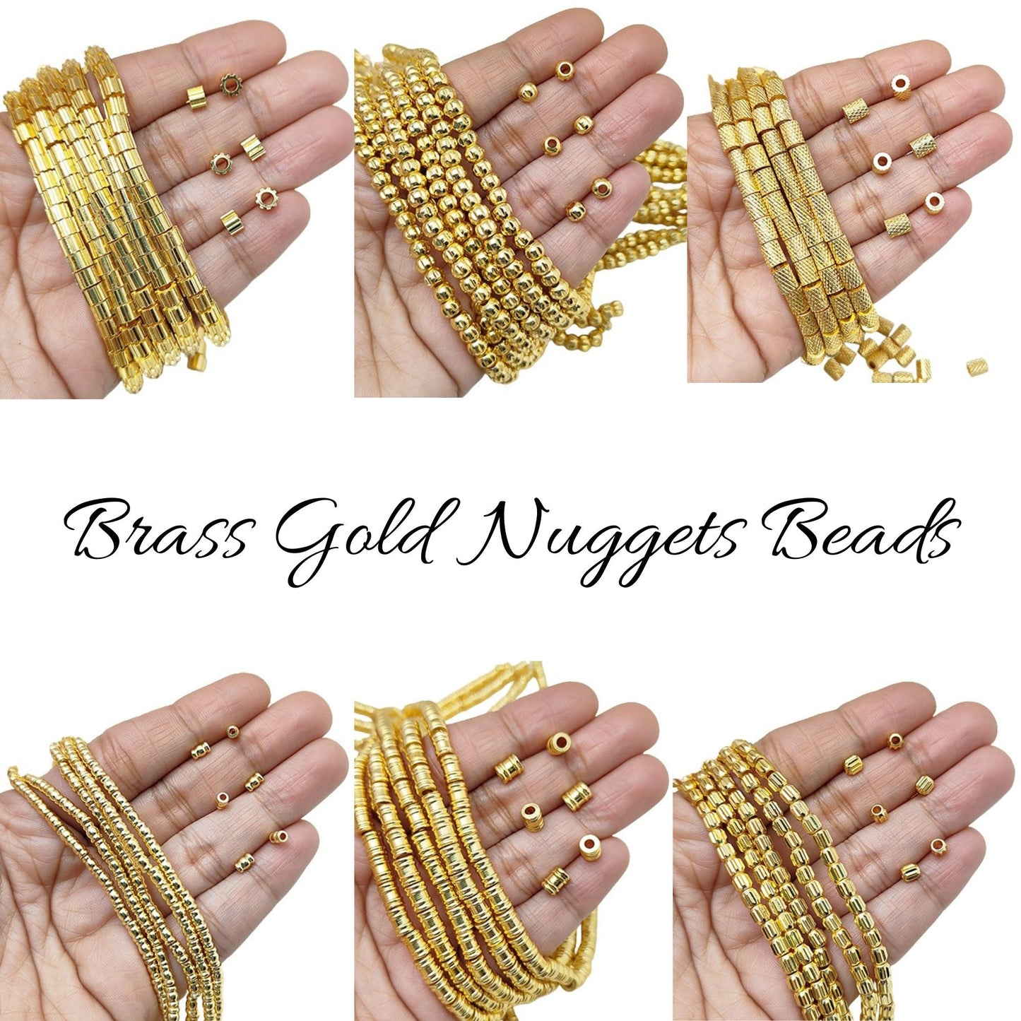 Drum style gold spacer beads for beadwork and crafting projects