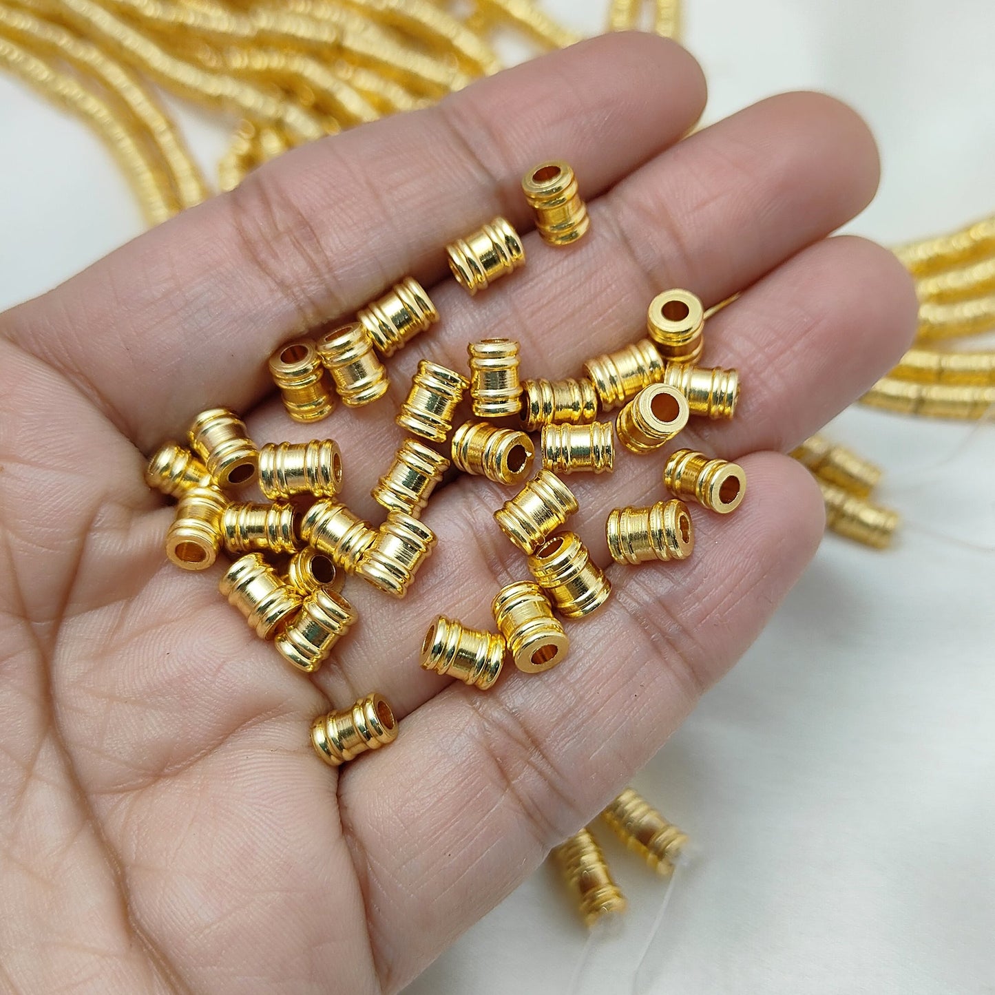 Handmade jewelry components gold plated drum beads