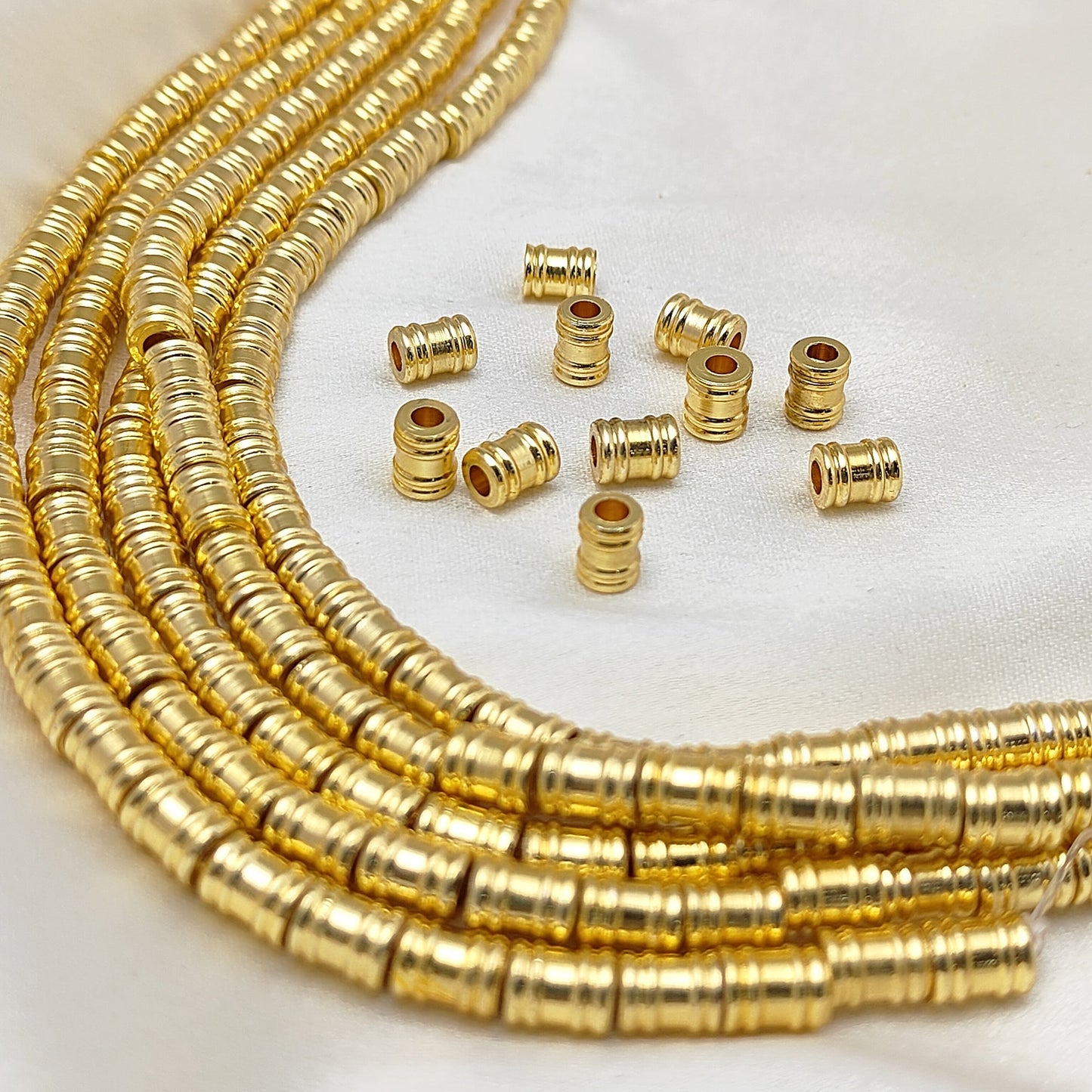Drum Style Gold Spacer Beads