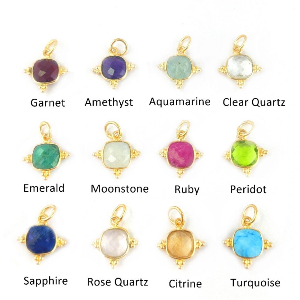 Elegant Cushion Cut 8mm Gemstone Pendant Handmade Gold Vermeil Minimalist Jewelry for Women