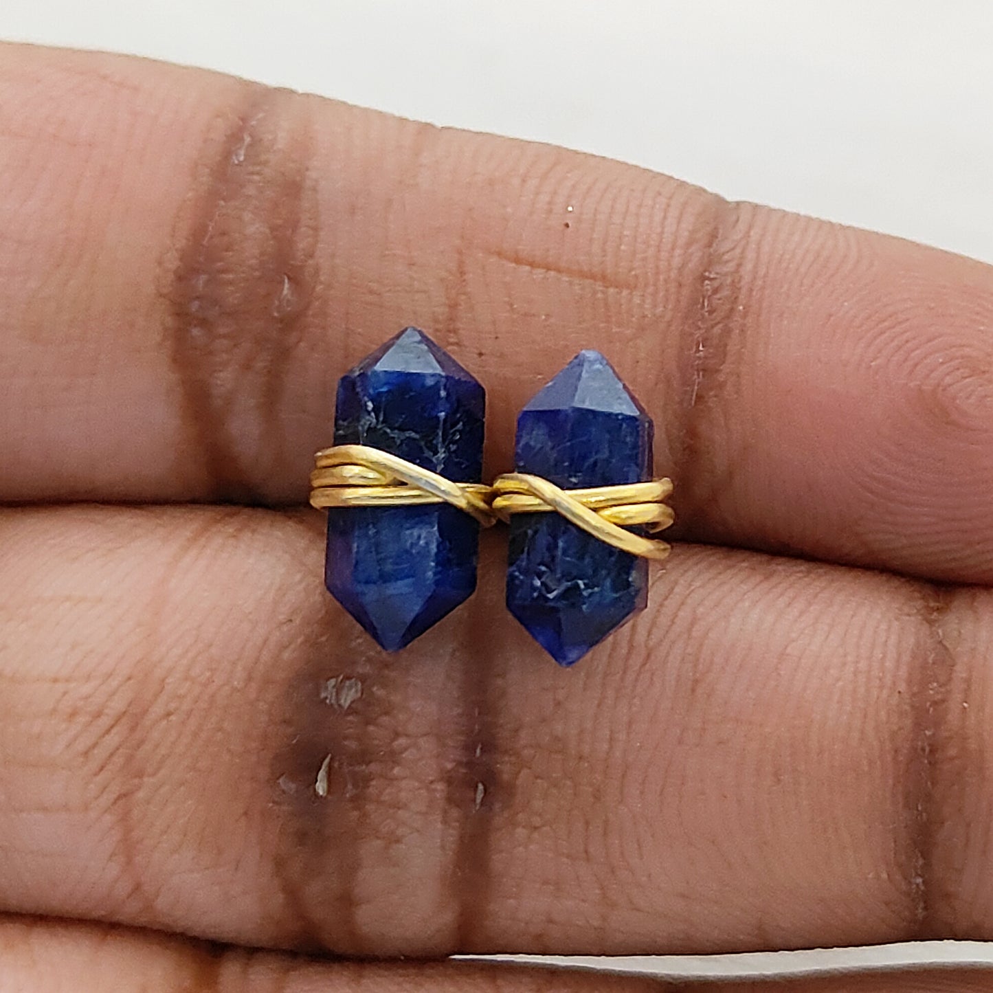 Elegant Lapis Lazuli Stud Earrings, Handmade 12x5mm Gold Vermeil Gemstone Jewelry Gift for Women – Selling Per Piece