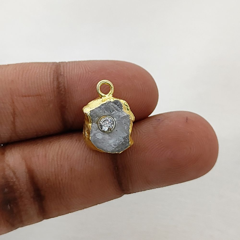 Elegant Raw Moonstone Birthstone Pendant Handmade Gold Electroplated Gemstone Necklace Charm- Selling Per Piece