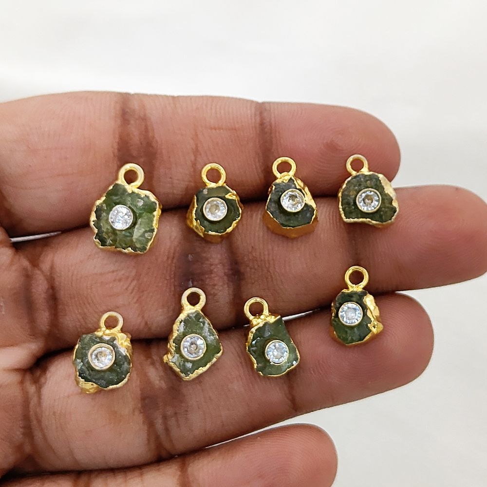 Elegant Raw Peridot Birthstone Pendant Handmade Gold Electroplated Gemstone Necklace Charm- Selling Per Piece