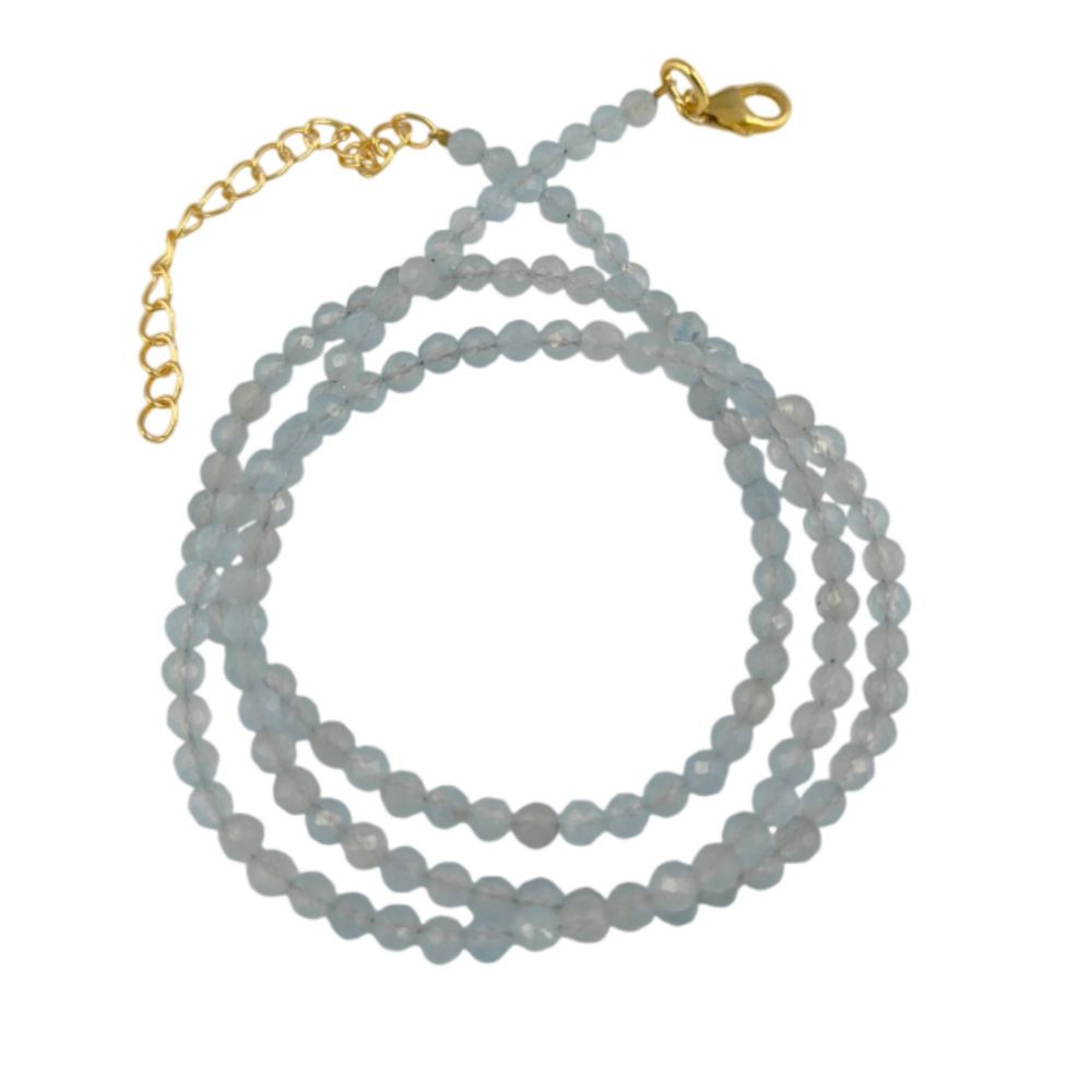 Handmade Aquamarine Beaded Necklace – March Birthstone Jewelry