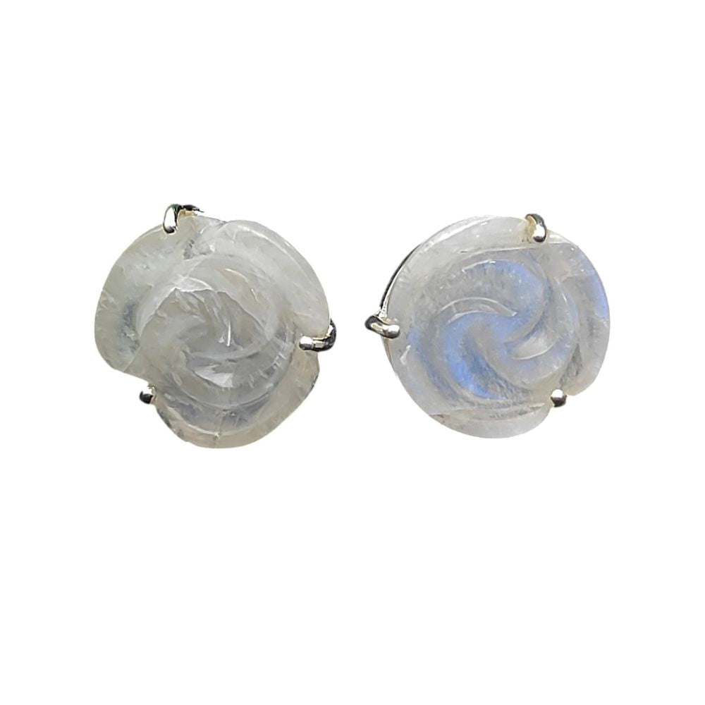 Multi-Color Gemstone Floral Stud Earrings Handmade Rose Design Studs in 925 Sterling Silver- Selling Per Pair