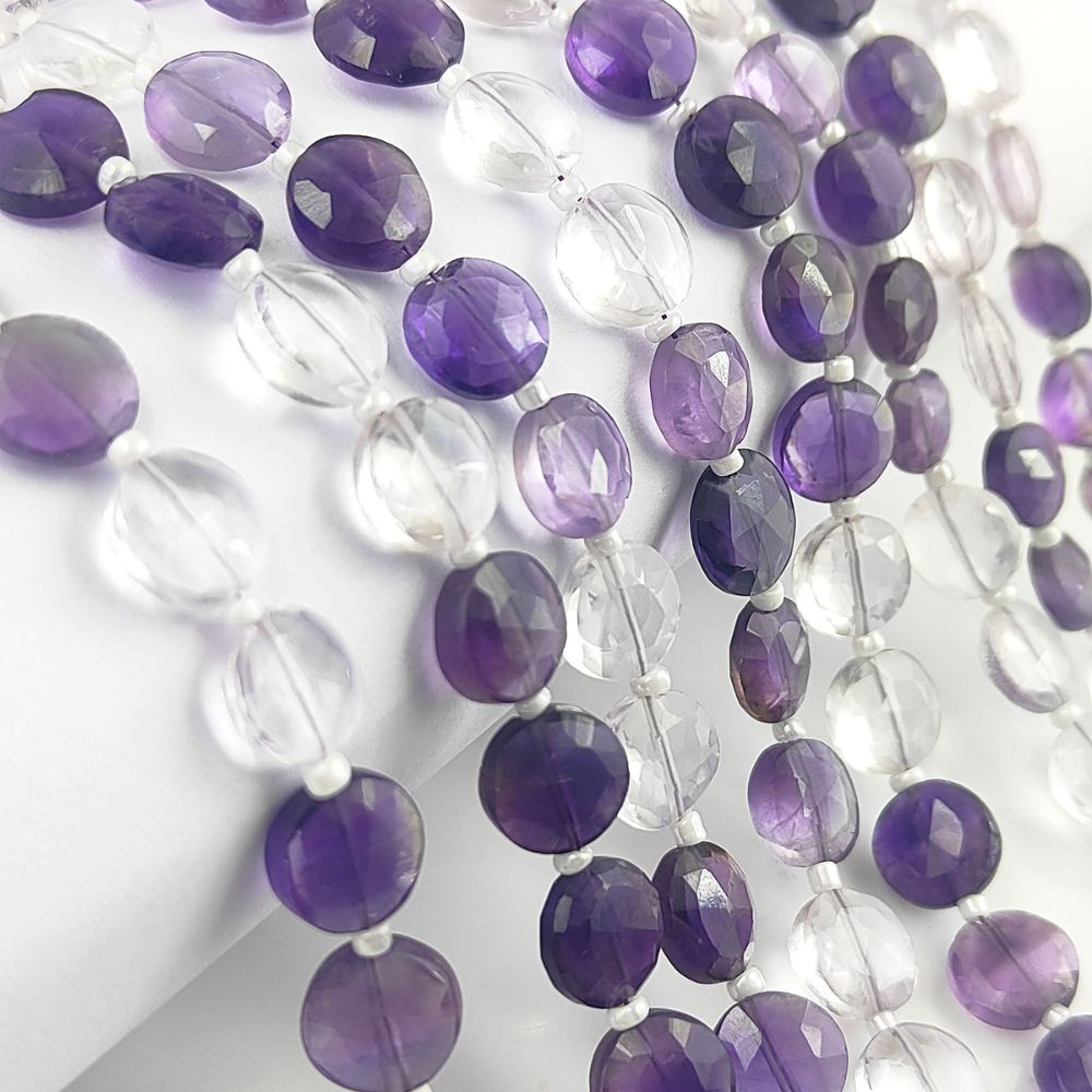 Elegant Shaded Amethyst Coin Shape Gemstone Beads