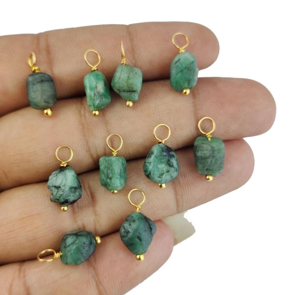 7mm-10mm Raw Multi-Gemstone Birthstone Pendant Gold Plated Sterling Silver Wire Wrapped Charm for Necklace-Selling Per Piece