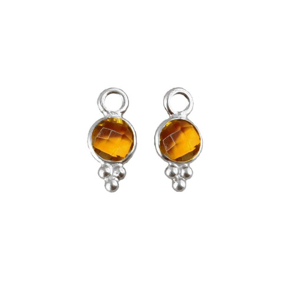 Small Bezel-Set Citrine Pendant Sterling Silver Charms