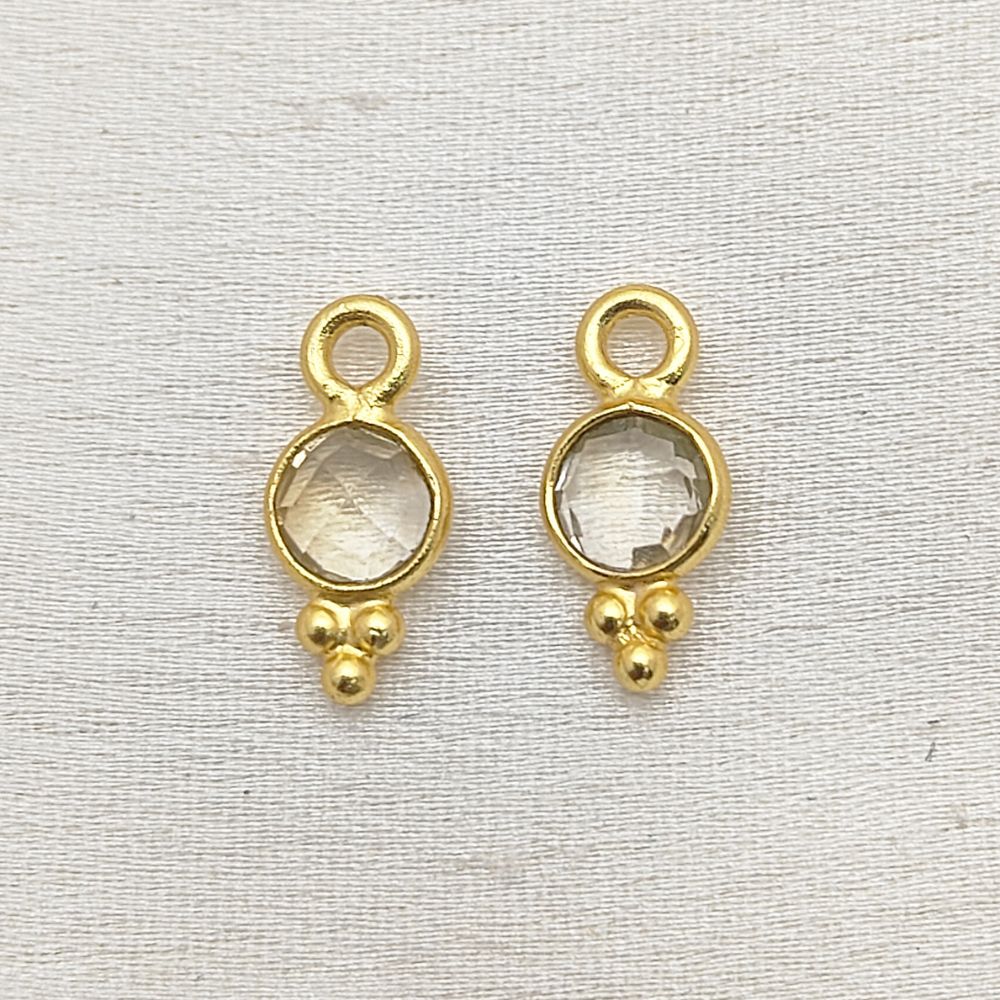 Faceted 4mm Citrine Necklace Charm Tiny Gold Vermeil Gemstone Pendant