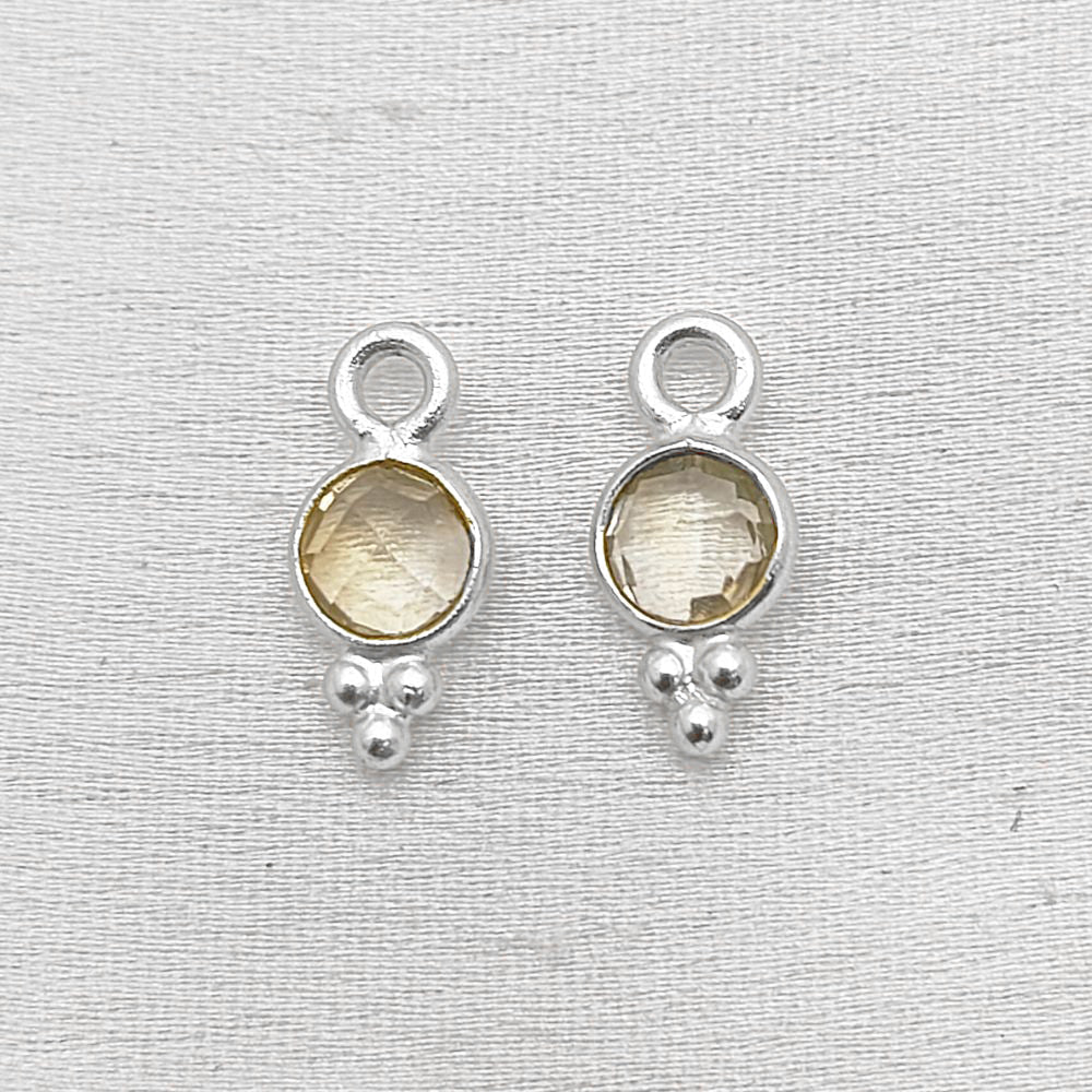 Small Bezel-Set Citrine Pendant Sterling Silver Charms