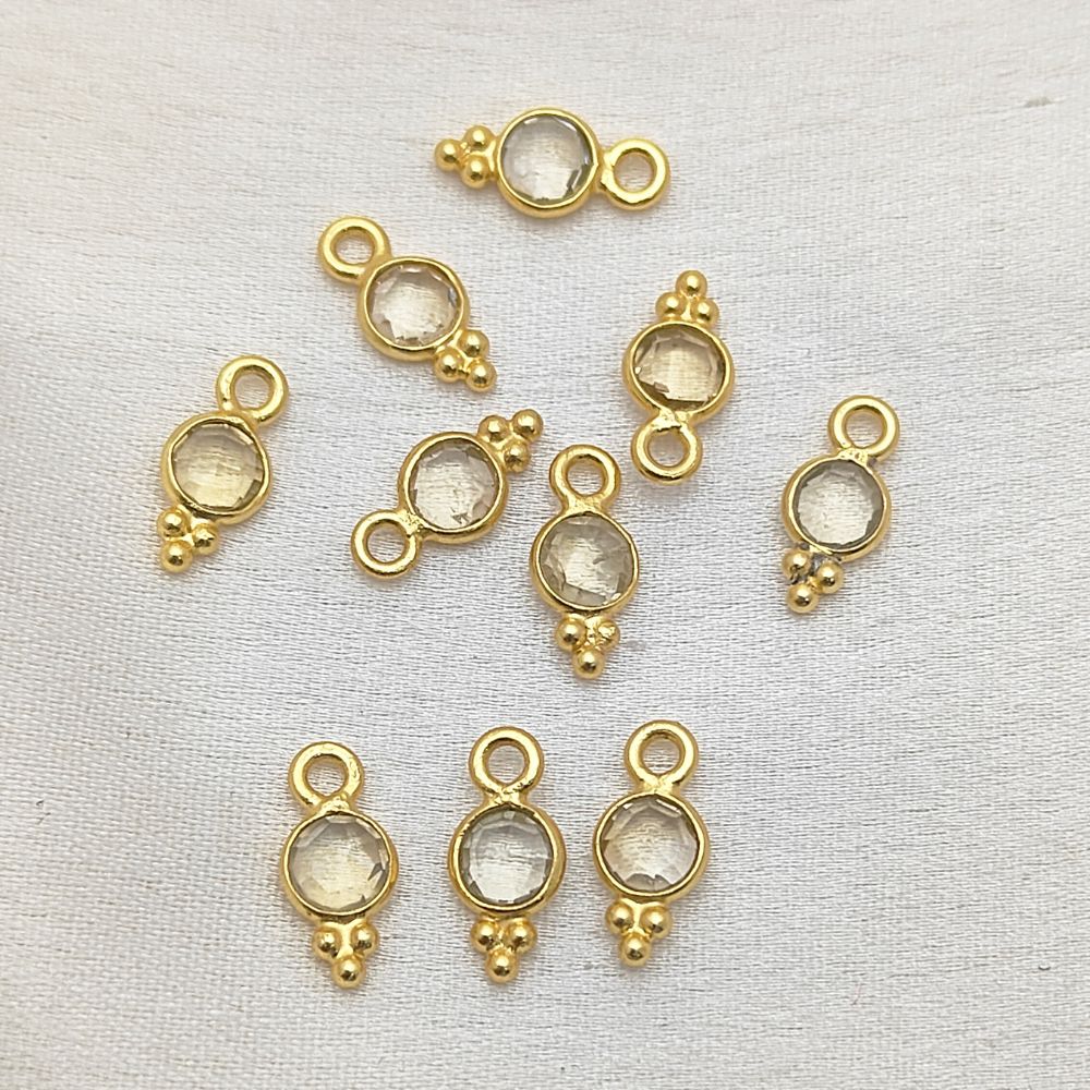 Faceted 4mm Citrine Necklace Charm Tiny Gold Vermeil Gemstone Pendant