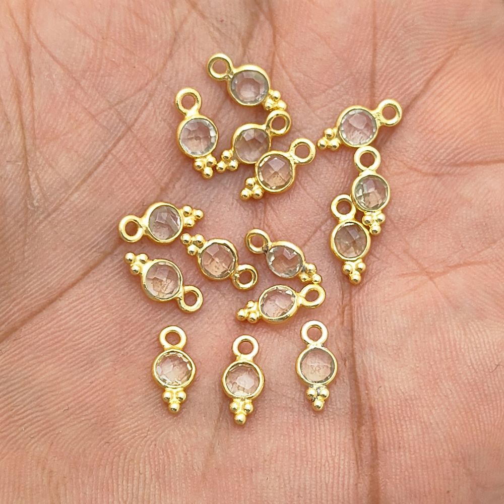 Faceted 4mm Citrine Necklace Charm Tiny Gold Vermeil Gemstone Pendant