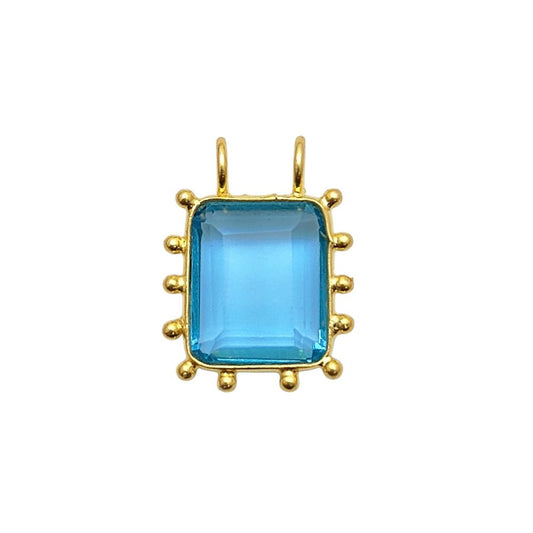 Faceted Blue Topaz Rectangle Pendant – December Birthstone Necklace Charm